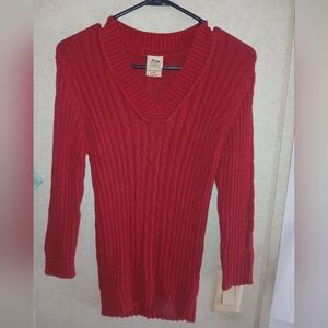Deep Red V-Neck Sweater